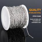 KYUNHOO 16.4FT/5M Silver Chain for Jewelry Making Texture Bar Link Chain Stainless Steel Jewelry Chains 12MM Long Stick Chains with Clasps for Crafting - color: Stick Silver