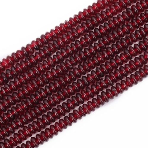 BONNY BOXX 1 Strand (150PCs) Natural 2 * 4mm Garnet Jade Rondelle Beads, Natural Abacus Disk Stone Beads Loose Spacer Gemstone for DIY Bracelet Necklace Jewelry Making - color: Garnet, size: 2*4MM