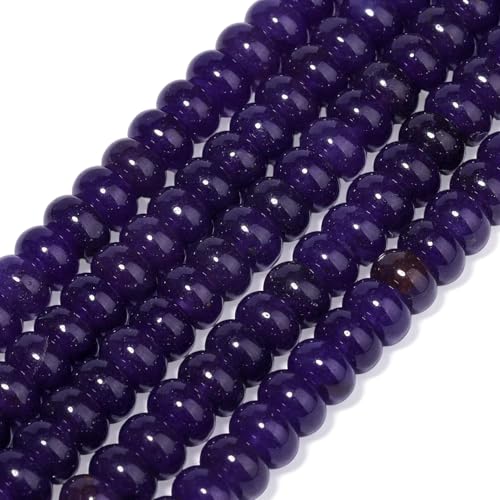 Songxi 5x8mm Natural Deep Purple Chalcedony Stone Rondelle Beads, 75PCS Spacer Round Loose Abacus Beads for Jewelry Making, Gemstone for Bracelet Necklace Earrings, Arts and Crafts - color: Deep Purple Chalcedony