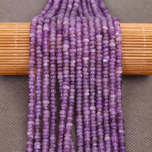 BONNY BOXX 1 Strand (150PCs) Natural 2 * 4mm Amethyst Rondelle Beads, Natural Abacus Disk Stone Beads Loose Spacer Gemstone for DIY Bracelet Necklace Jewelry Making - color: Amethyst, size: 2*4MM