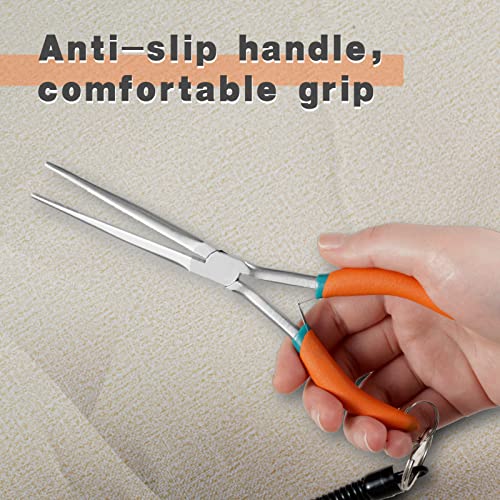 Extra Long Needle Nose Pliers For Jewelry Making 7 Inches Straight Needle Nose Plier With Serrated Jaw Fishing Hook Remover Tool With Lanyard Long Nose Pliers For Hard-To-Reach Narrow Spaces - style: Extra Long Nose