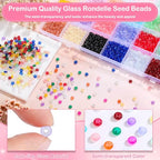 shynek 4800 Pieces 2x4mm Glass Rondelle Seed Beads for Jewelry Making, 28 Colors Small Beads for Bracelets, Embroidery, Crochet Craft Projects