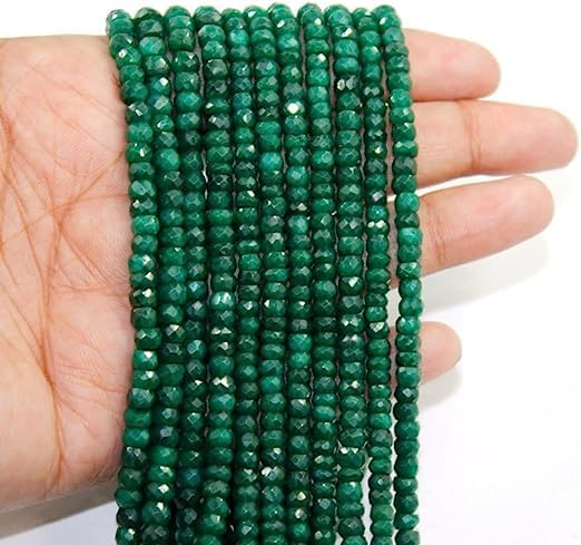 Z.A Gems Natural Green Jade Faceted Beads- 3.5 mm Round Beads - Natural Gemstone Beads for Jewelry Making Strand 15 Inch. - size: 3.5 mm