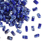Beadia Royal Blue Imperial Jasper Stone Tila Beads 5x2mm Rectangle 2-Hole Spacer Beads for DIY Bracelet Earring Making 15"/Strand - color: Imperial Jasper Royal Blue, size: 5x2mm