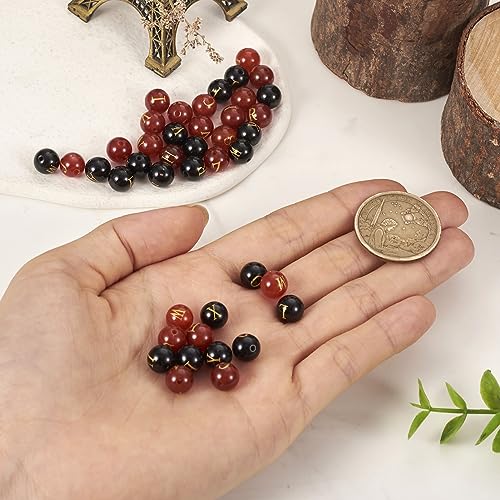 Cheriswelry 52Pcs 8mm Natural Gemstone Letter Beads Black Red Agate Alphabet Spacer Beads for DIY Crafts Necklace Bracelet Jewelry Making - color: Agate with Letter-Mixed Color