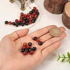 Cheriswelry 52Pcs 8mm Natural Gemstone Letter Beads Black Red Agate Alphabet Spacer Beads for DIY Crafts Necklace Bracelet Jewelry Making - color: Agate with Letter-Mixed Color