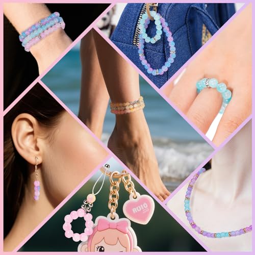Sunlode Glass Beads for Bracelets 1400pcs Bracelet Making Kit 6mm Glass Bead for Jewelry Making Bracelet Beads 24 Colors Crystal Beads Adult Jewelry Making Supplies Round Glass Beads (24 Gradients) - color: 24 Gradients