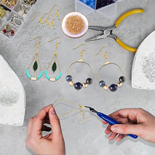 360 Pcs Beading Hoop Set for Jewelry Making, with Teardrop Round Hoops, Open Jump Rings, Earring Hooks and Backs, DIY Craft Supplies - color: 360Pcs-K Gold