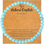 MAIBAOTA Healing Crystal Bracelet for Women Men, 8/4 mm Natural Stone Beaded Bracelets, Jewelry Birthday Gifts, Round Gemstones Stretch Bracelets - color: Green-Turquoise, size: 4 mm