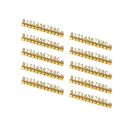 Mollytek 10 Sets Price Display Cubes Blocks Numbers Glod Metal Price Tag for Jewelry Price Display Counter Stand Adjustable Assembly Mini Dollar Price Display Signs for Retail Shop (Golden) - color: Golden