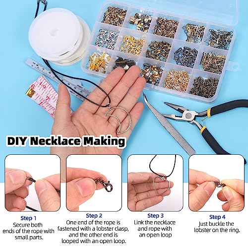 Glarks 1467Pcs Jewelry Making Supplies Kit with Accessories, Jewelry Making Pliers, Beading Wires and Findings for Making and Repair - size: 1459pcs