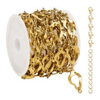 2 Yard Gold Plated Chains for Jewelry Making Stainless Steel Hollow Drop Chain Link for Women Necklace Bracelet DIY - color: Gold Drop
