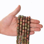 Natural Unakite Cylinder Tube Beads 10x14mm 38cm/str Loose Semi Gemstone Stone Beads for Making Bracelets Necklace - color: Unakite