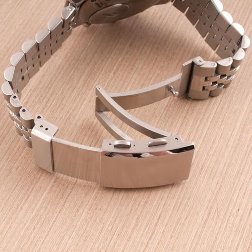 StrapHabit Quick Adjust Ratcheting Deployant Watch Clasp Buckle - Stainless Steel Deployment for Stainless Steel Bracelets - color: Silver, size: 22mm