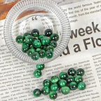 AD Beads Natural Gemstone 8mm Round Loose Beads Big Hole 2.5mm Sized 40pcs (Green Tiger's Eye) - color: Green tiger's eye