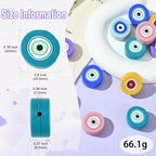 LiQunSweet 12 Pcs 6 Colors Flat Round Silicone Beads Silicone Beads Evil Eye Beads for Bracelet Beaded Necklace Pens Jewelry Making DIY Craft - color: Evil Eye Silicone Beads_12 Pcs