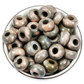 Nupuyai Pack of 30 Large Hole Stone Loose Beads for Jewelry Making, Polished Rondelle European Beads fit Charms Bracelet, Zebra Jasper - color: Grey & Brown, size: 14x8mm