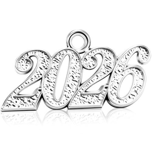 2025 Gold Plated Charm for Graduation Tassel, Decorative Number Pendant - color: Silver
