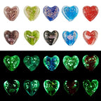 Glow in The Dark Heart Beads Lampwork Glass Love Heart Beads Craftdady 20Pcs Colorful Luminous Handmade Gold Sand Sweet Love Spacer Bead for DIY Craft Earring Bracelet Necklace Jewelry Making - color: Luminous