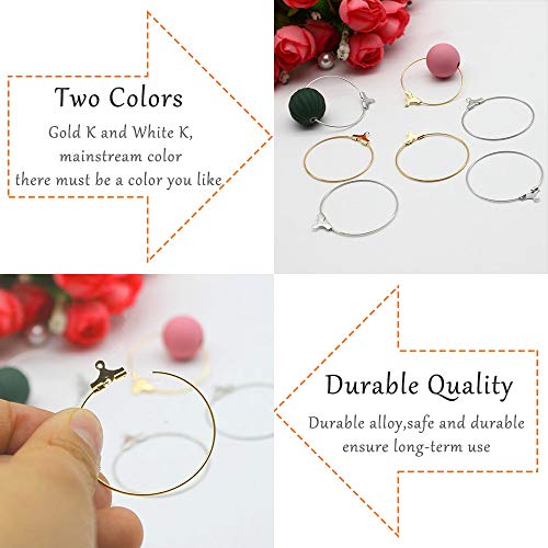 80pcs Beading Hoop Earrings for Jewelry Making,Round Beading Hoops Earrings Bulk Triangle Teardrop Earring with Hoop for DIY Craft Earring Making - color: Gold K and White K 1