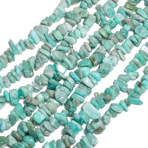 30in Amazonite Natural Chip Stone Beads 5-8mm About 230pcs, Irregular Drilled Light Blue-Green Bead for Bracelets Jewelry Making Supplies for Adults, DIY Crafts. - color: Amazonite