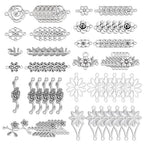PH PandaHall 96pcs 12 Styles Flower Charms, Flower Connectors Links Pendant Metal Filigree Charms Jewelry Connector for Dangle Earrings Bracelets Necklaces Crafts Making, Antique Silver