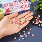 Beadthoven 200pcs Valentine's Day Heart Acrylic Beads - 7mm Flat Round Disc Red Heart Shaped Beads Spacers Bulk for Jewelry Making - color: Red