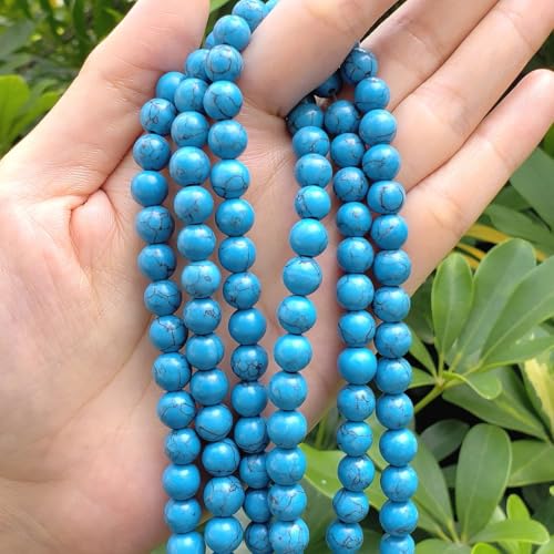 90pcs Adabele Natural Turquoise Blue Howlite Healing Gemstone 4mm (0.16 Inch) Small Round Beads Gem Stone Spacer for DIY Craft Jewelry Making GS18-4 - color: Blue howlite (imitated turquoise), size: 4mm (90pcs/1 Strand)