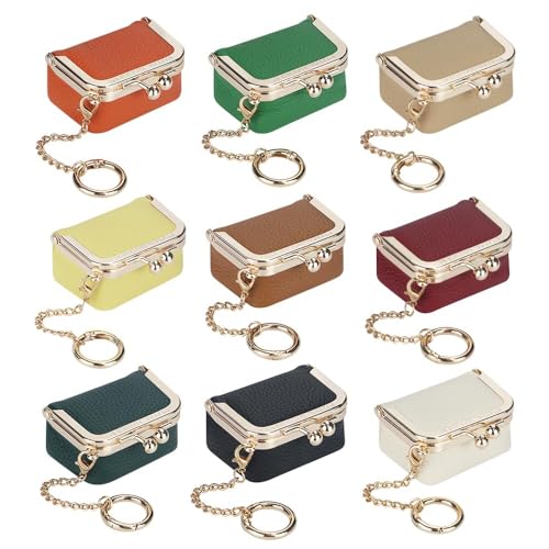Royal Bagger Genuine Cow Leather Mini Jewelry Box Women's Coin Purse Solid Color Kiss Lock Change Pouch Casual Style Small Storage Bag for Women 1894 (Royal Blue with Chain) - color: Royal Blue with Chain