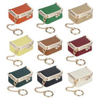 Royal Bagger Genuine Cow Leather Mini Jewelry Box Women's Coin Purse Solid Color Kiss Lock Change Pouch Casual Style Small Storage Bag for Women 1894 (Pink with Chain) - color: Pink with Chain