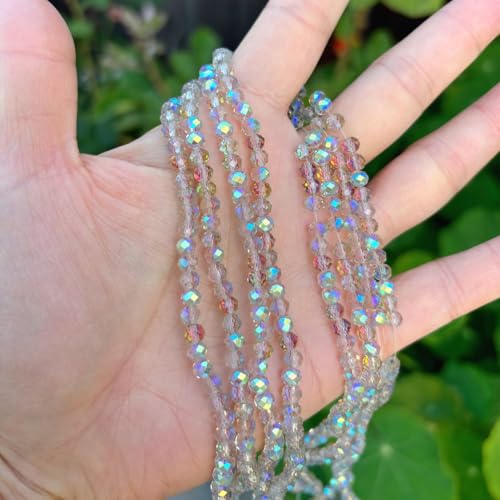 500pcs Czech Faceted Rondelle Crystal Glass Loose Beads 4mm Small Tiny Spacer Bulk Green Red Shimmer for DIY Craft Jewelry Making CCR437 - color: Green Red Shimmer, size: 4mm (0.16") - 500pcs