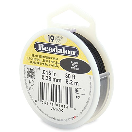 Beadalon 19 Strand Bead Stringing Wire black 0.38 mm (.015 in) 30 ft. spool