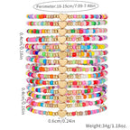 Friendship Bracelets Boho Stackable Bracelets for Women Surfer Heishi Clay Bead Bracelets Stretch Preppy Bracelets Colorful Boho Bracelets for Women - color: 14pc beaded heart