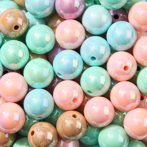 16mm Acrylic Beads 100pcs Easter Color Chunk Bubblegum Bead Beads for Pens for Necklace Jewelry Bracelets DIY Crafts Making (Color) - color: color