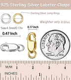 Dailyacc 925 Sterling Silver Lobster Clasp with Closed Jump Rings Gold Necklace Clasps and Closures for Jewelry Bracelet Extender,Made in Italy - color: 6pcs | 3 Gold + 3Silver, size: 0.47IN/12MM