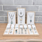 MOOCA Jewelry Display Set, Necklace Display Bust, Earring Organizer, Ring Holder Stand for Showcase and Store, Premium Fabric - color: 8a) 1 set. White Faux Leather