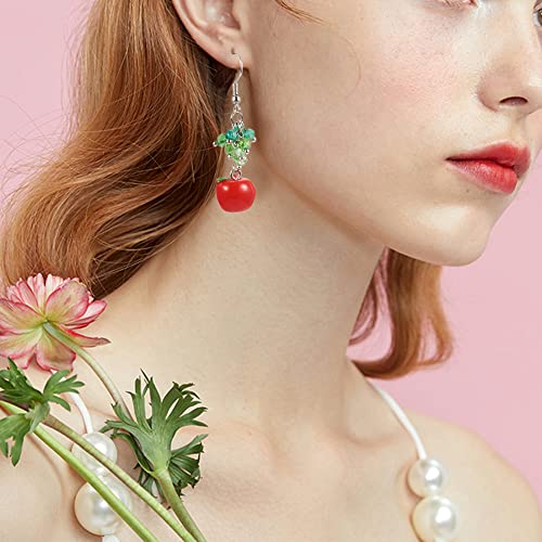 Craftdady Fruit Dangle Charms Pendants Cute Resin Food Pendants Apple Orange Pineapple Strawberry Pendants Lovely Vegetable Mushroom Charms for DIY Craft Earring Bracelet Necklace Jewelry Making - color: Red, Apple