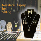 12pcs Necklace Display for Selling, 12.5" Jewelry Display Stand, Necklace Display Stands for Vendors, Black Velvet Foldable Necklace Bust