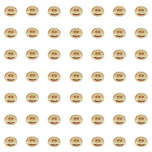INSPIRELLE 100pcs Heishi Beads 8mm Long-Lasting Disc Brass Rondelle Spacer Beads Pale Gold Plated Flat Round Shape Jewelry Metal Spacers for Bracelet Necklace Jewelry Making - color: Pale Gold, size: 8mm