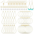 286Pcs Earrings Beading Hoop Set for Jewelry Making,36 Beading Hoops Earring Finding Teardrop Round Earring Hoops with 50 Hooks,100 Jump Rings,100 Earring Backs for Earrings Making Supplies(K Gold) - color: 286Pcs-K Gold