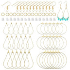 286Pcs Earrings Beading Hoop Set for Jewelry Making,36 Beading Hoops Earring Finding Teardrop Round Earring Hoops with 50 Hooks,100 Jump Rings,100 Earring Backs for Earrings Making Supplies(K Gold) - color: 286Pcs-K Gold
