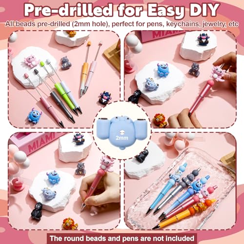 Ferreve 40 Pcs 3D Animal Silicone Focal Beads for Pens, Keychain Making, Focal Beads Bulk for Beadable Keychain DIY Crafts Necklace Bracelet Phone Chain Charms Jewelry Making - style: Animal C