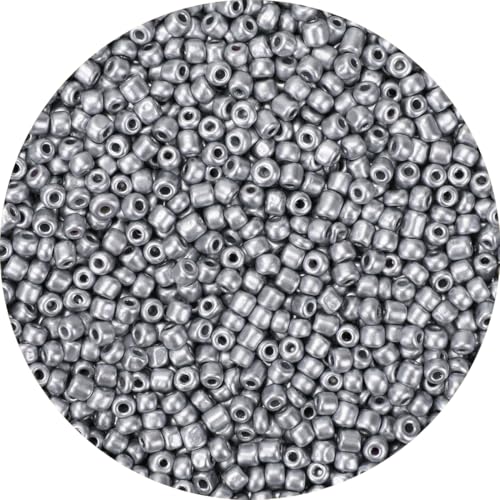 2000pcs Silver Glass Seed Beads, Colorful Tiny 4mm Beads for Jewelry Making, Beading Supplies. - color: Silver
