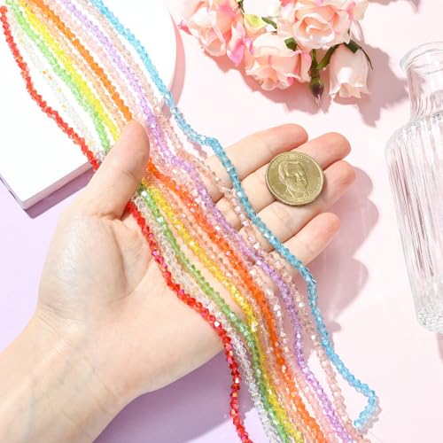 Stiesy 4mm Bicone Crystal Beads 10 Strands, Electroplated Faceted Bicone Glass Beads Spacer for DIY Jewelry Making, Bracelet Stringing and Craft Supplies - color: Bicone-10 Colors-10strands