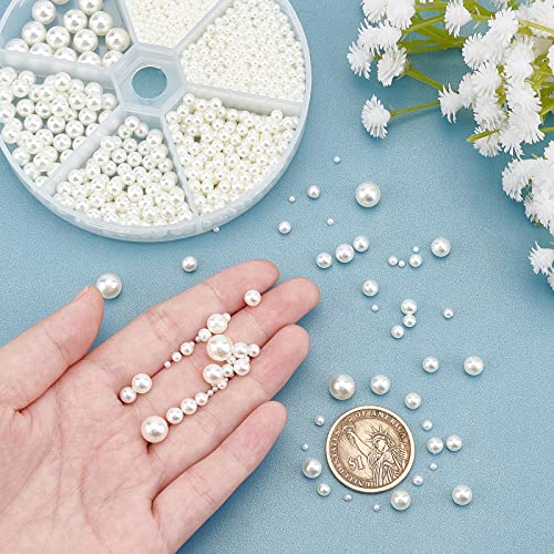 PH PandaHall 2200pcs No Holes Pearls, White Pearl Beads Undrilled Imitated Pearl Beads Garment Acrylic Pearls for Crafting Table Scatter Wedding Decor, 2/3/4/5/6/8mm (Pack of 2) - size: Small (Pack of 2)