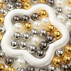 160pcs Chunk Bubblegum Beads 20mm Pearl Beadable Bead Pen Ball Beads for Pen Bag Jewelry Making Necklace Bracelets (White&Golden&Silver) - color: white&golden&silver