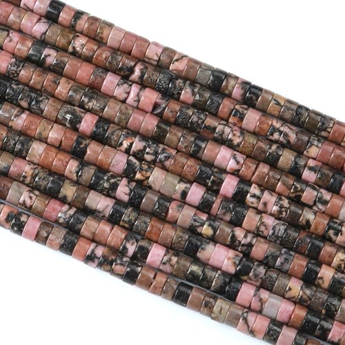 2x4MM 150PCS Black Rhodochrosite Rhodonite Tube Cylinder Rondelle Abacus Disk Spacer Loose Beads for Jewelry Making - color: Black Rhodonite, size: 2x4mm cylindrical