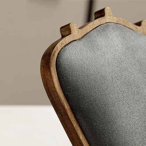 TANG SONG 8.27" Walnut Wooden Base Leather Soft Mat Necklace Display Stand Jewelry Organizer Holder (Walnut-Gray) - color: Walnut -Gray
