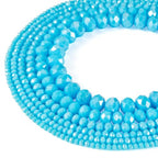 6 Strands Faceted Crystal Glass Beads Strands 3/4/6/8mm Rondelle Electroplate Glass Loose Spacer Beads Pearl Luster Plated for DIY Bracelet Necklace Jewelry Making, Deep Sky Blue - color: 2/3/4/6/8mm-Deep Sky Blue