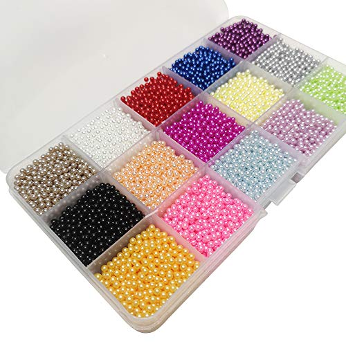 Chenkou Craft 12000pcs 2.8mm Assorted 15 Colors No Hole Round Ball Bead Scrapbooking Craft DIY Beads Decoration + Plastic Box (Assorted Colors, 2.8mm) - color: Assorted colors, size: 2.8mm